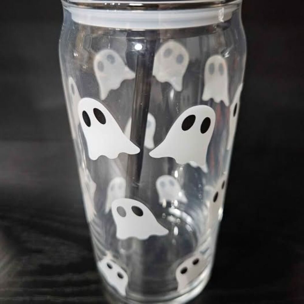 Halloween Ghost Glass Tumblers 20 oz 2 Pack